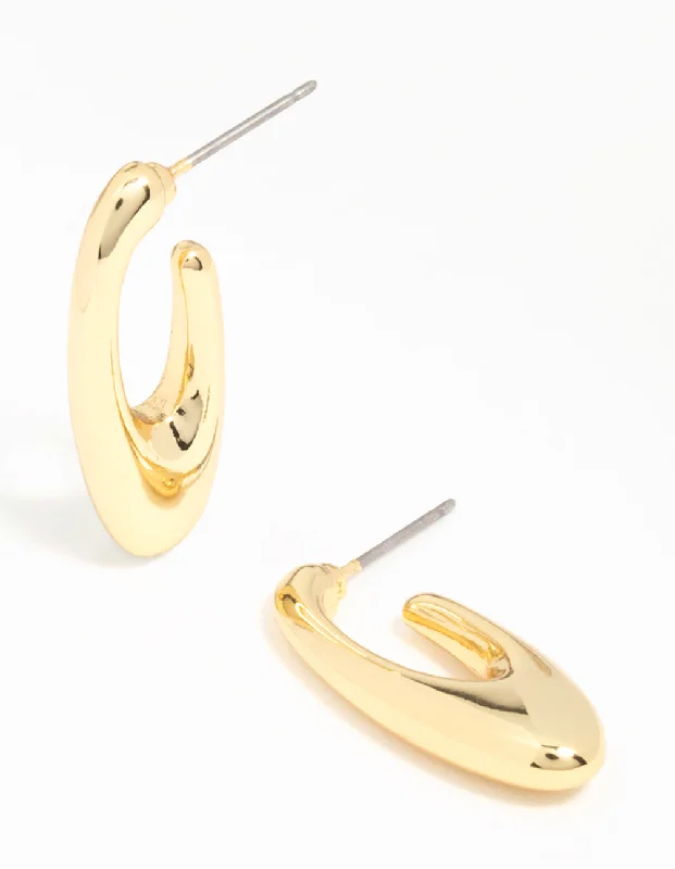 Petal hoop earrings-Gold Plated Drop Mini Hoop Earrings