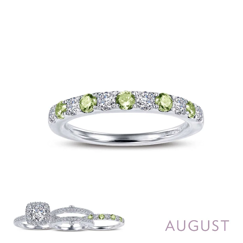 Beaded edge engagement rings-Lafonn Simulated Diamond & Genuine Peridot August Birthstone Stackable Ring BR004PDP