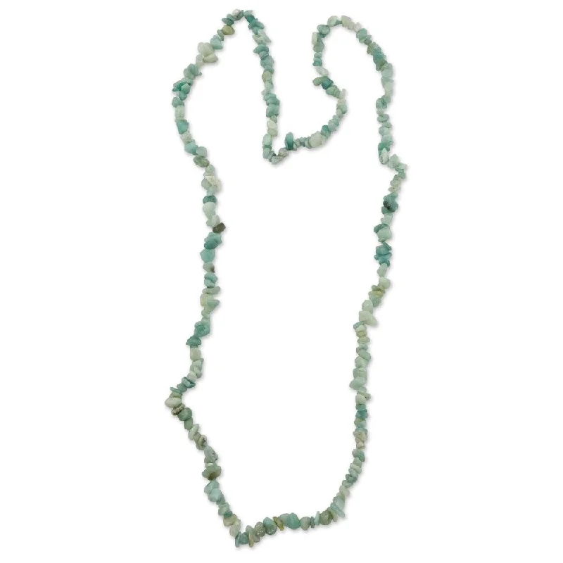 Rope braid necklaces-Handmade Amazonite 'Amapa Lagoon' Necklace (Brazil)