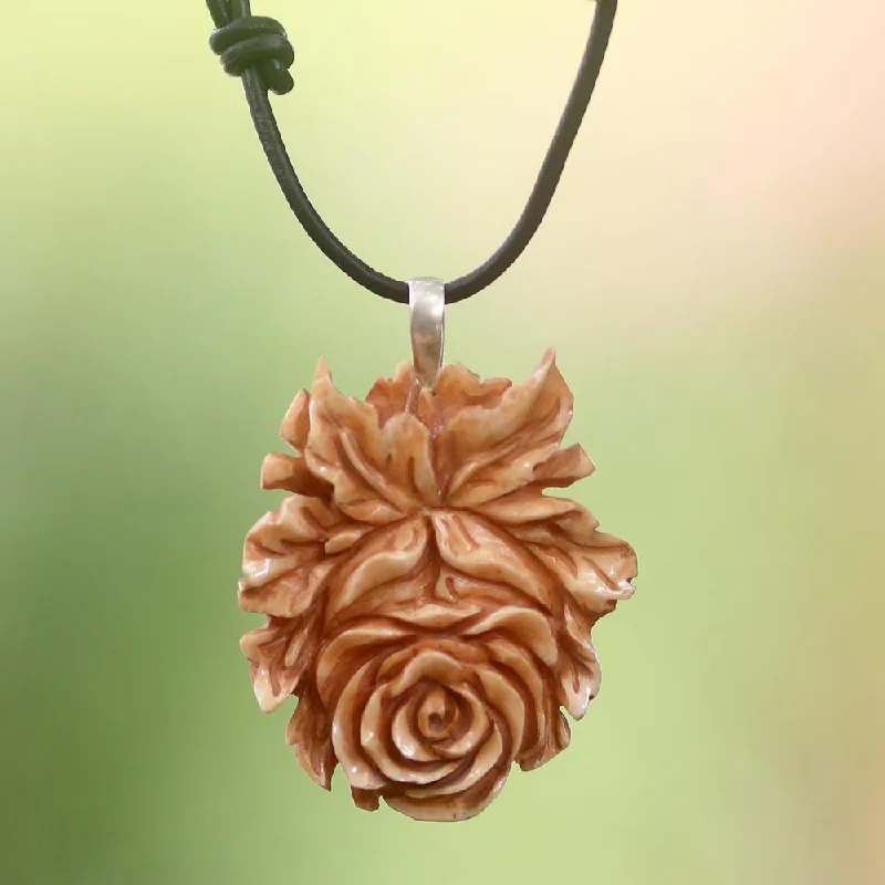 Nine-strand necklaces-Handcrafted Leather 'Brown Rose' Necklace (Indonesia)