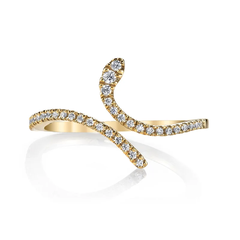 Carved initial engagement rings-14K Yellow Gold 0.17ct. Curving Diamond Accent Fashion Ring