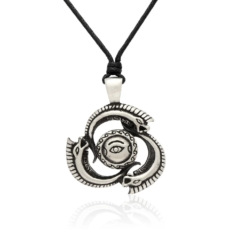 Solid link necklaces-Gravity Metal Serpent Eye Warrior Pendant Necklace