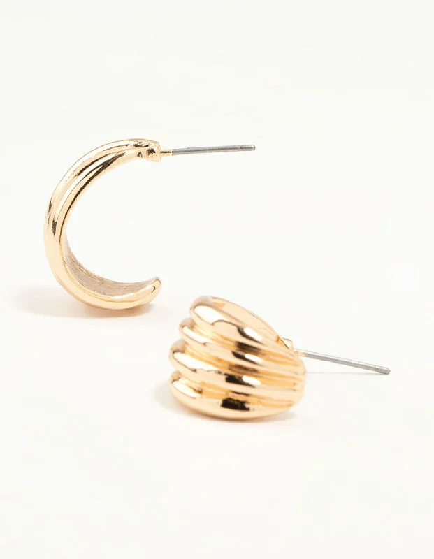 Topaz earrings-Gold Ridge Huggie Hoop Earrings