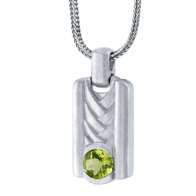 Fiber tassel necklaces-Men's Peridot Chevron Pendant Necklace in Sterling Silver, 22"