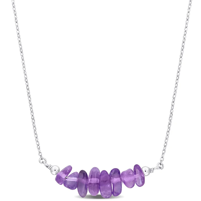 Topaz necklaces-Miadora 1 1/5ct TGW Fancy Amethyst Bead Necklace in Sterling Silver-17+2 in.