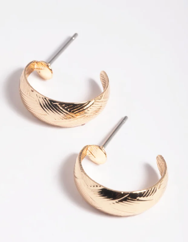 Flat knot earrings-Gold Woven Huggie Hoop Earrings