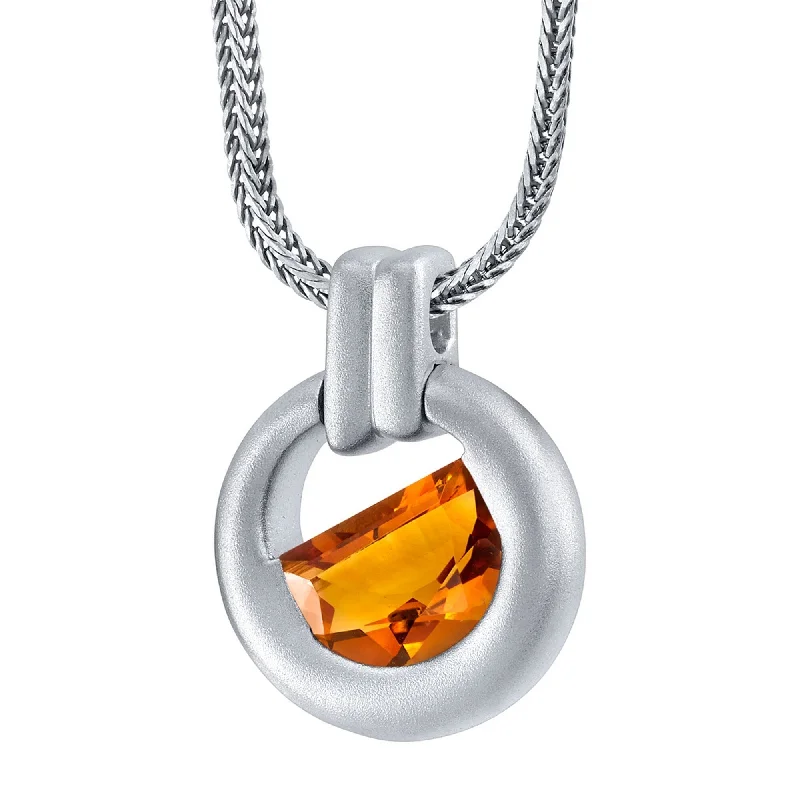 Onyx gem necklaces-Men's Citrine Amulet Pendant Necklace in Sterling Silver, 22"