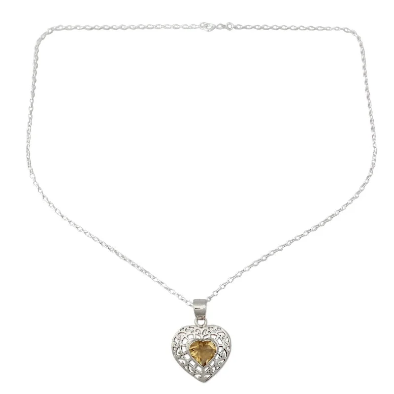 Spinel necklaces-NOVICA Mughal Romance, Citrine heart necklace