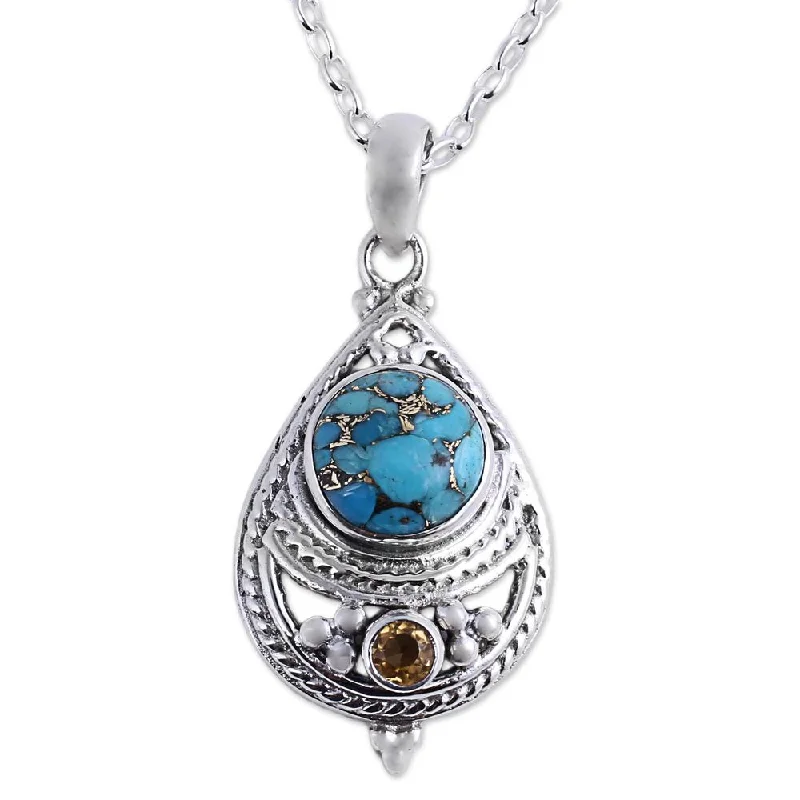 Amethyst pendant necklaces-NOVICA Citrine Pendant Necklace, 'Mesmerizing Sphere' (India) - 7'6" x 9'6"