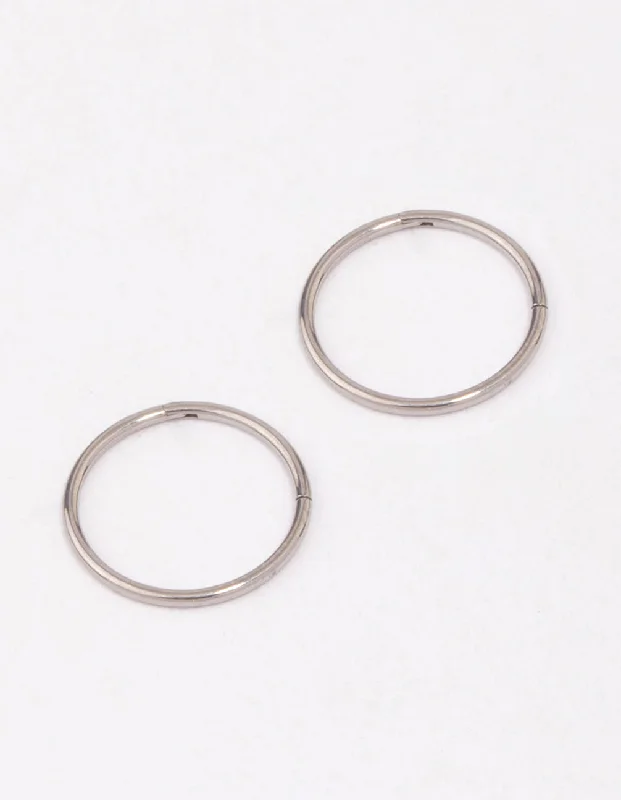 Light drop earrings-Titanium Fine Sleeper Earrings 10mm