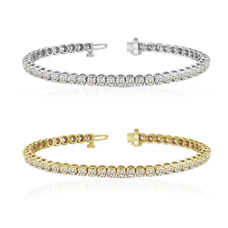 Tiny dot bangles-Auriya 1 to 12 carat TW Round Diamond Tennis Bracelet 14k Gold