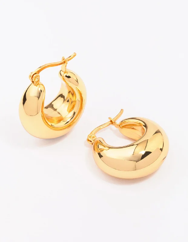 Light drop earrings-Waterproof Gold Plated Stainless Steel Full Bubble Hoop Earrings