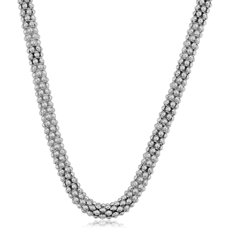 Spring clasp necklaces-Argento Italia Sterling Silver 6-mm Popcorn Chain Necklace (18 inch)