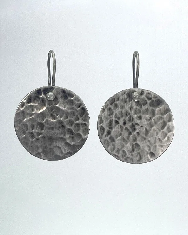 Shiny gold earrings-Jane Diaz Hammered Disc Earrings