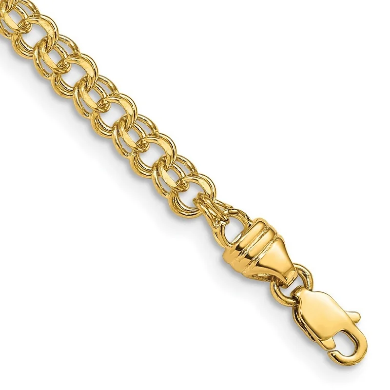 Flex thread bangles-Curata 10k Yellow Gold 3.75mm Solid Double Link Charm Bracelet Options: 7" 8"