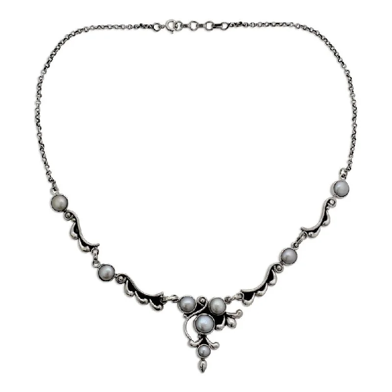 Wide bib necklaces-NOVICA Handmade Sterling Silver Cloud Song Pearl Style Rolo Necklace (5-8 mm) (India) - 7'6" x 9'6"