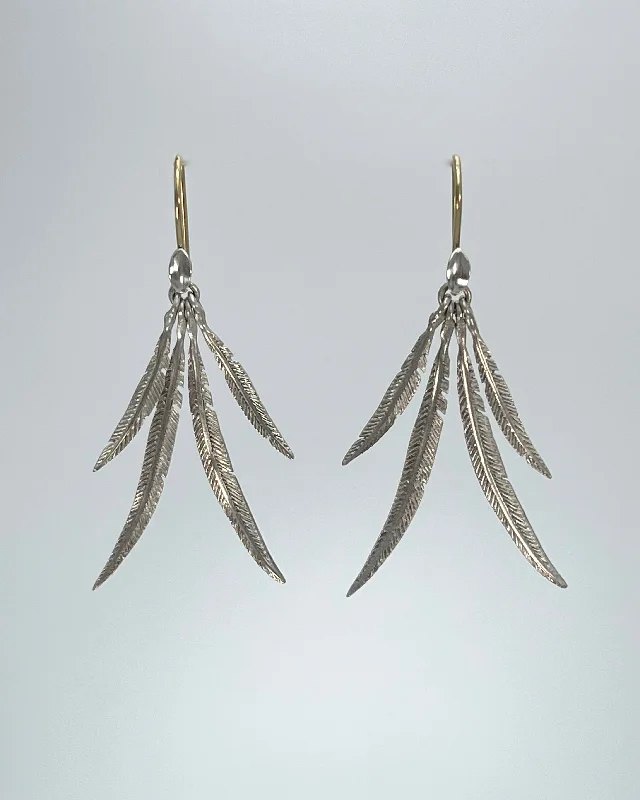 Wave design earrings-Annette Ferdinandsen Small Feather Cluster Earrings