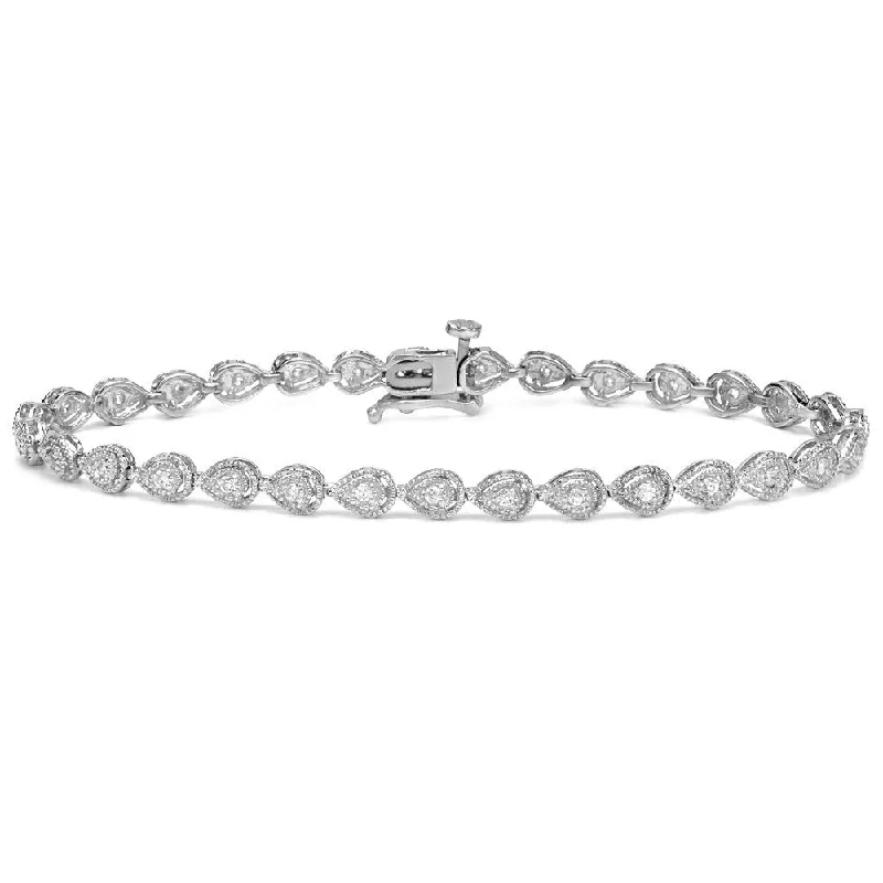 Beaded cluster bangles-Auriya 14k White Gold 2/5ct TDW Vintage-Inspired Teardrop Diamond Tennis Bracelet