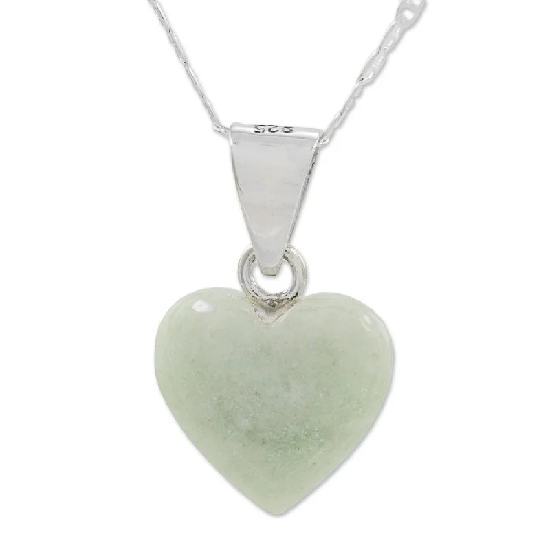 Rope braid necklaces-Jade Handmade Pendant Necklace, 'Mayan Heart' (Guatemala) - 7'6" x 9'6"