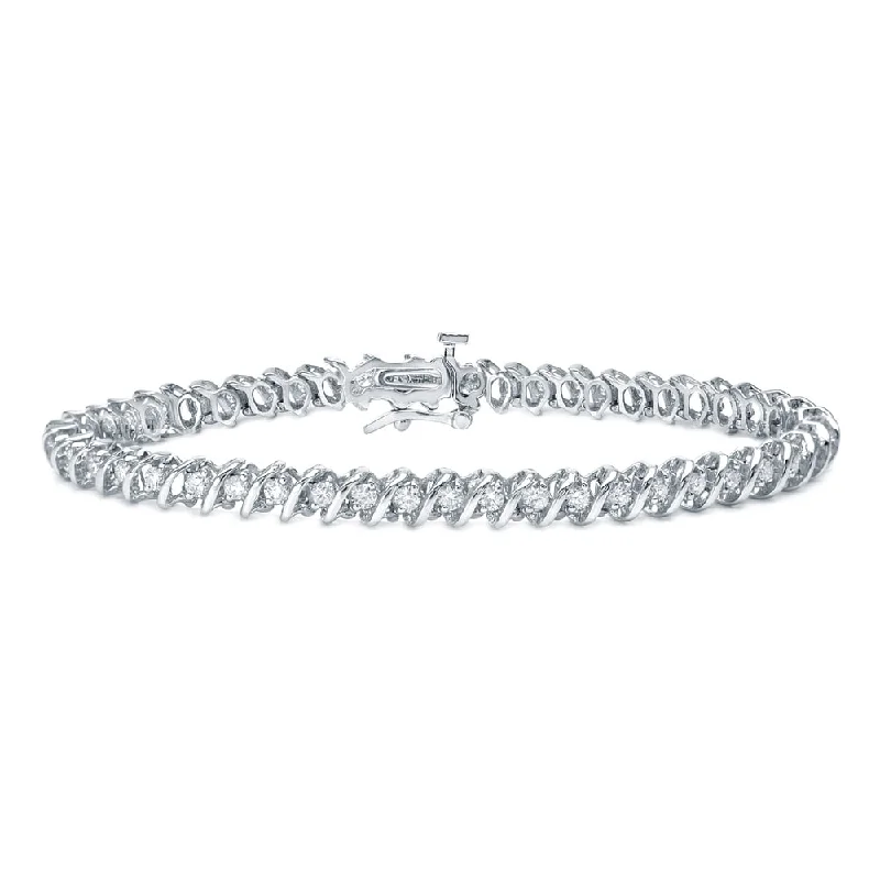 Astro theme bangles-Auriya 14k White Gold 2ct TDW Round S-Link Diamond Tennis Bracelet