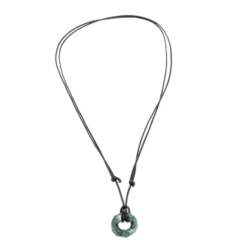 Silk thread necklaces-NOVICA Green Ancestral Treasure, Jade pendant necklace