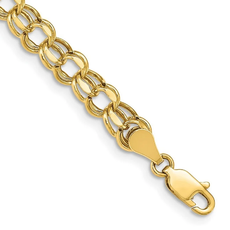 Coiled cord bangles-Curata 10k Yellow Gold 5.5mm Hollow Double Link Charm Bracelet Options: 7" 8"