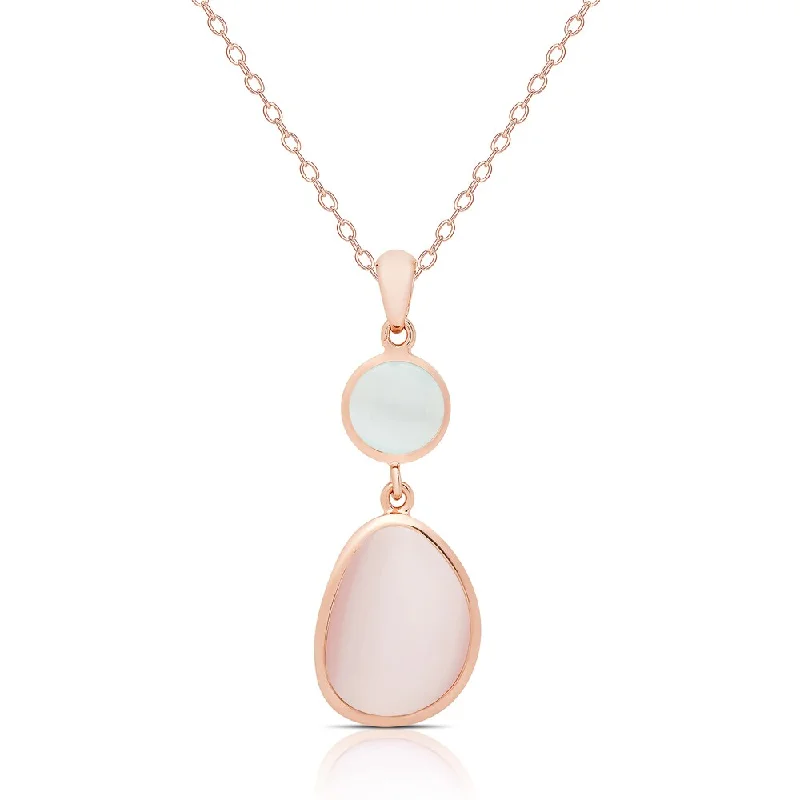 Vivid stone necklaces-Samantha Stone Rose Gold Over Sterling Silver Simulated Cat's Eye Teardrop Necklace