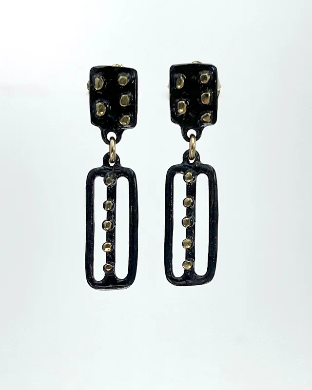 Pure crystal earrings-Julie Cohn Kusama Black Bronze Earrings