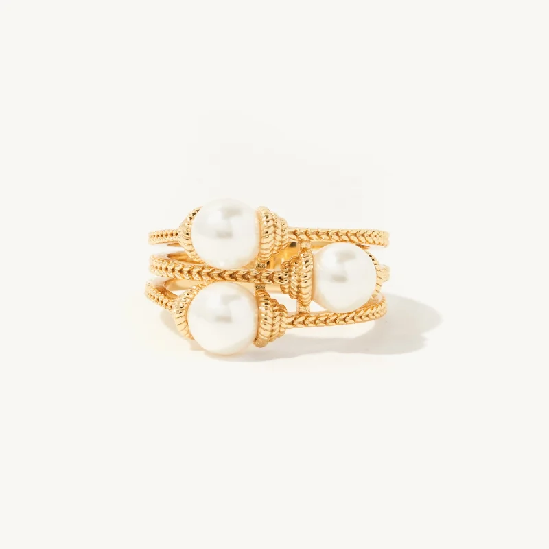 Polished bead engagement rings-Benedetta Pearl Ring