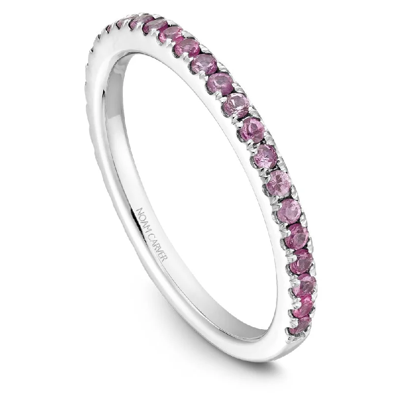 Engraved name engagement rings-Noam Carver Stackable Collection 0.44cttw. Pink Sapphire Fashion Ring STA2-1-P