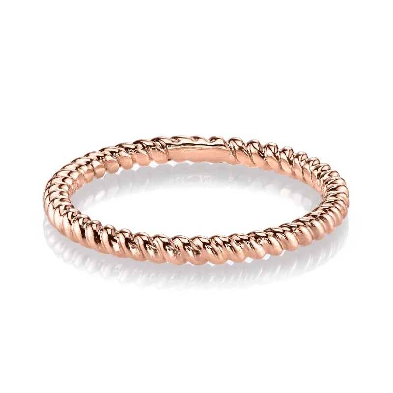 Swirl shape engagement rings-14K Rose Gold Twisted Stackable Fashion Ring