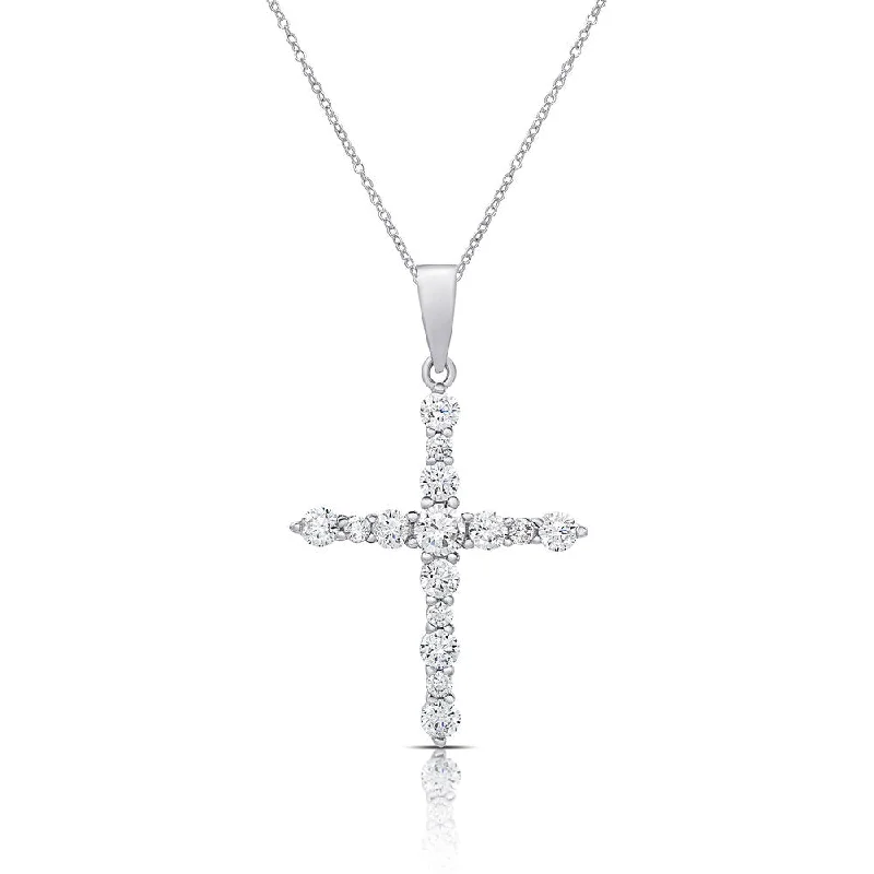 Round pendant necklaces-Dolce Giavonna Sterling Silver Cubic Zirconia Cross Necklace