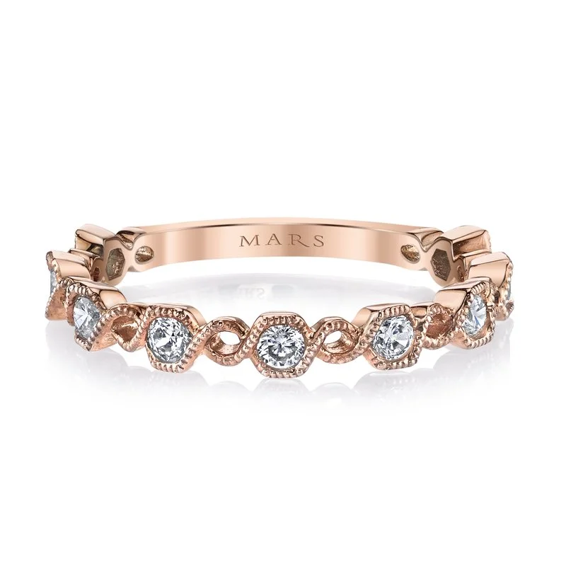 Halo topaz engagement rings-14K Rose Gold 0.37ct. Diamond Milgrain Detailing Stackable Fashion Ring