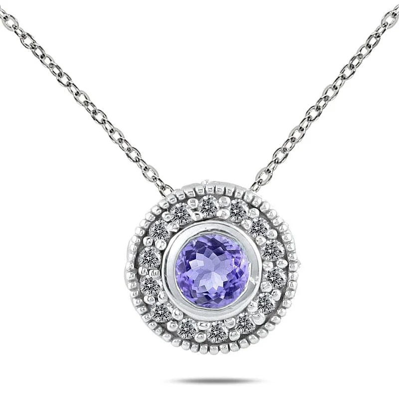 Bold cross necklaces-Marquee 10k White Gold Tanzanite and 1/6ct TDW Diamond Necklace (I-J, I1-I2)