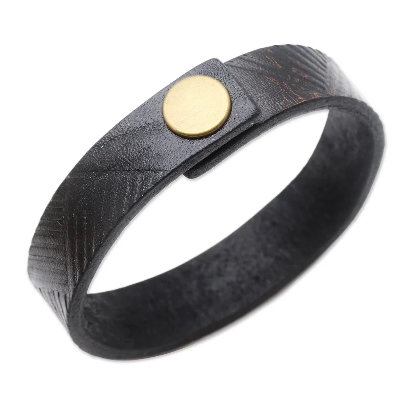 Vibrant enamel bangles-Novica Handmade Moving Mountains Leather Wristband Bracelet