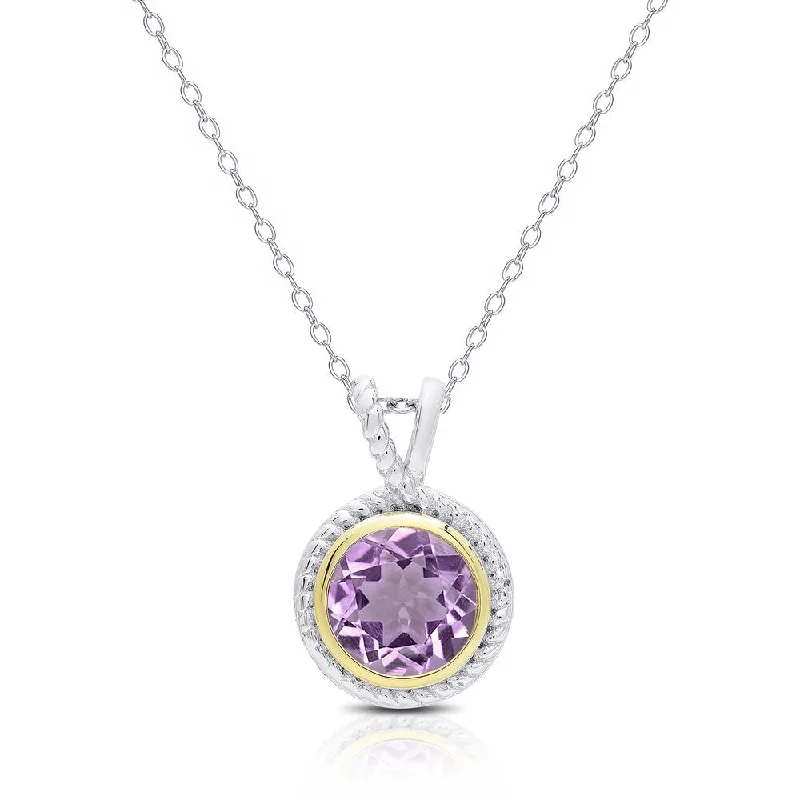 High gloss necklaces-Dolce Giavonna Sterling Silver Amethyst Circle Necklace