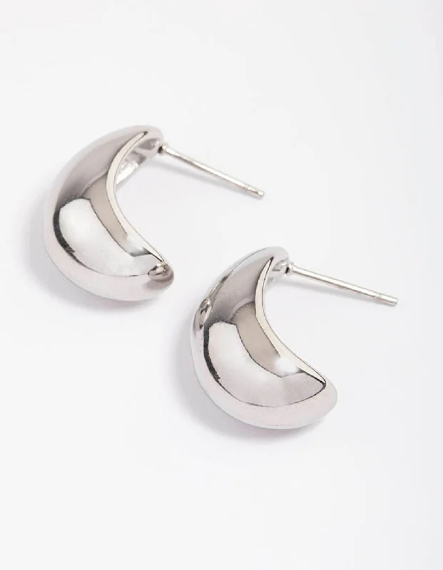 Bold cuff earrings-Waterproof Stainless Steel Small Bubble Hoop Earrings