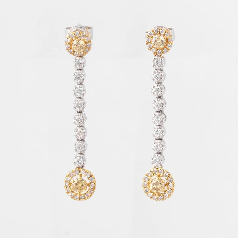 Cotton cord earrings-18k White & Yellow Gold White and Fancy Yellow Diamond Dangle Earrings 1.50ctw