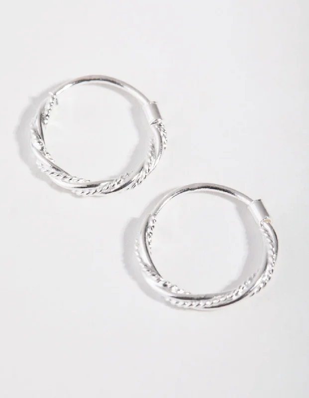 Spinel earrings-Sterling Silver Rope Twist Hoop Earrings