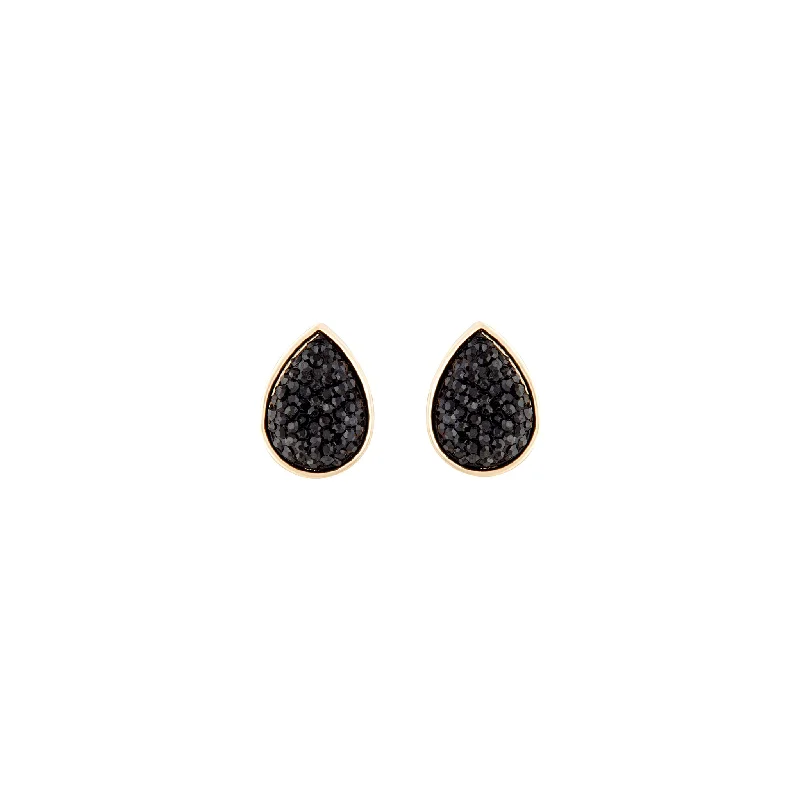 Thick hoop earrings-Black Teardrop Jelly Stud Earrings