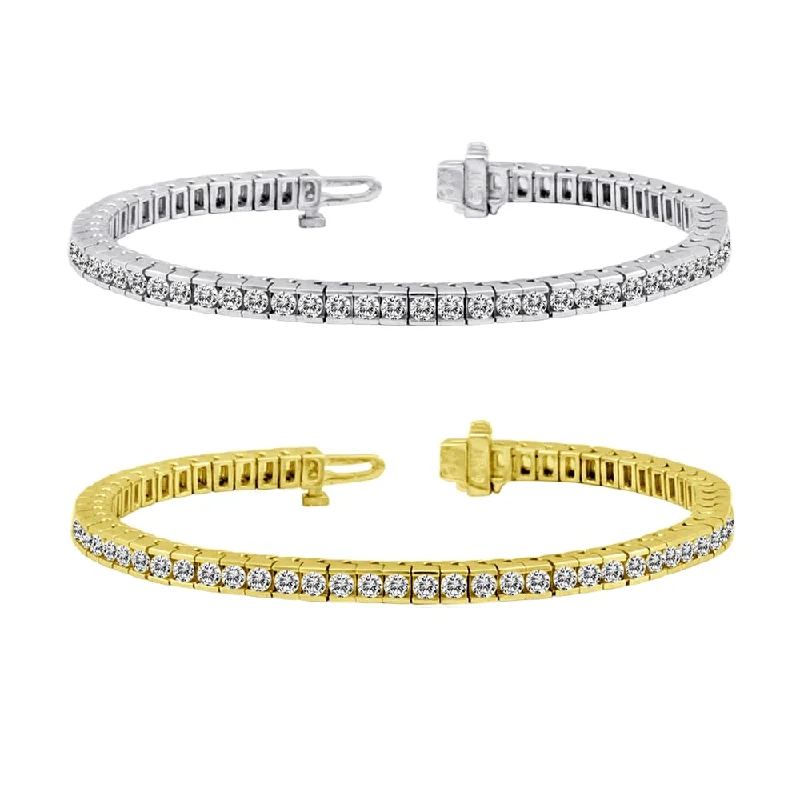 Textured metal bangles-14k Gold 3ct TDW Channel Set 7-inch Diamond Tennis Bracelet by Auriya (I-J I1-I2)