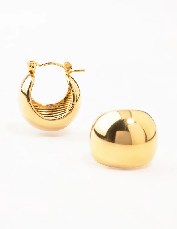 Java tile earrings-Waterproof Gold Plated Stainless Steel Bubble Hoop Earrings