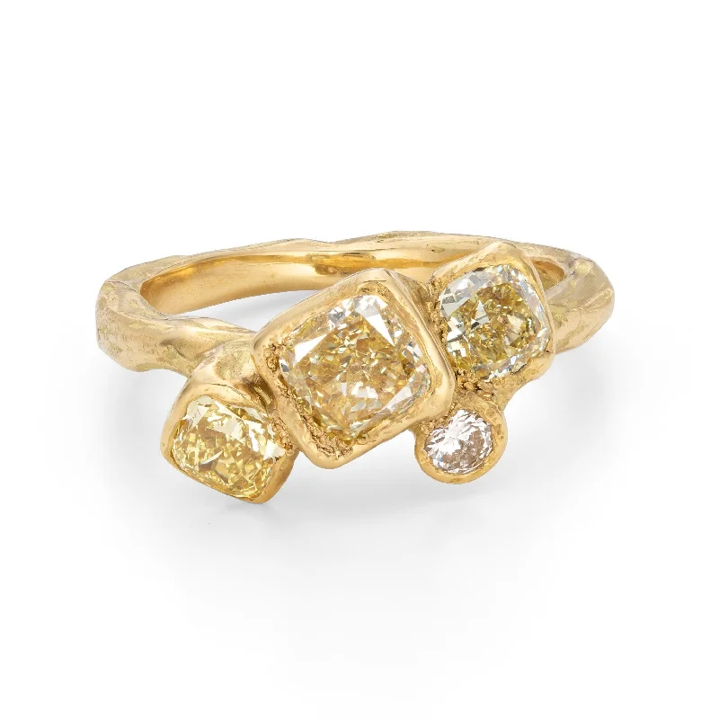 Chunky stone engagement rings-Yellow Diamond Carn Ring