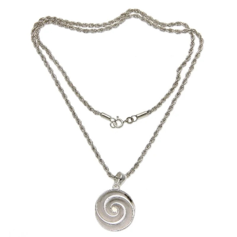 Vine braid necklaces-NOVICA Silver Nautilus, Sterling silver pendant necklace