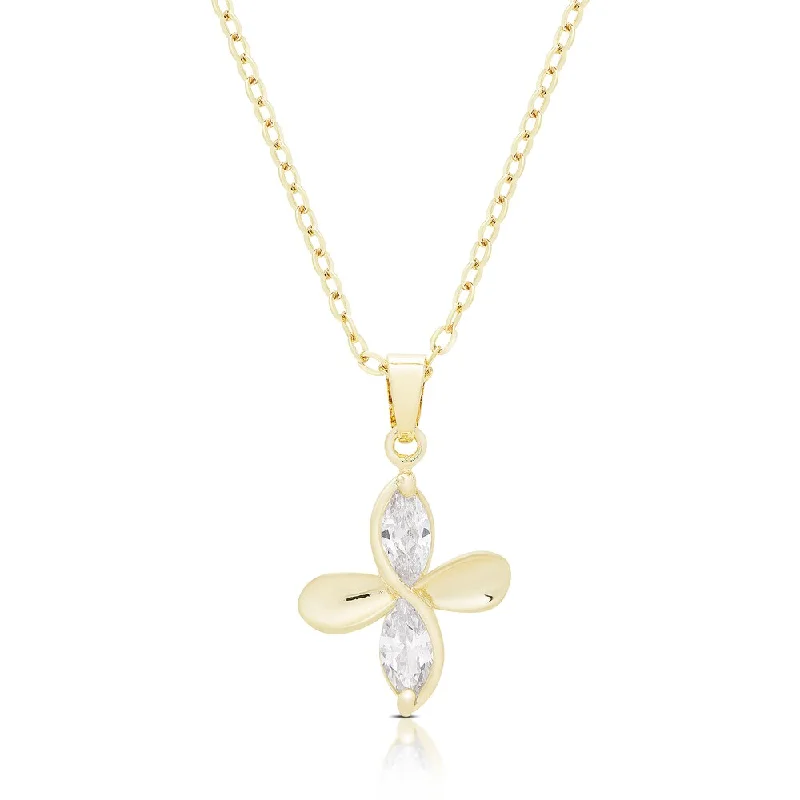 Stamped monogram necklaces-Dolce Giavonna Gold Or Silvertone Cubic Zirconia Flower Twist Necklace