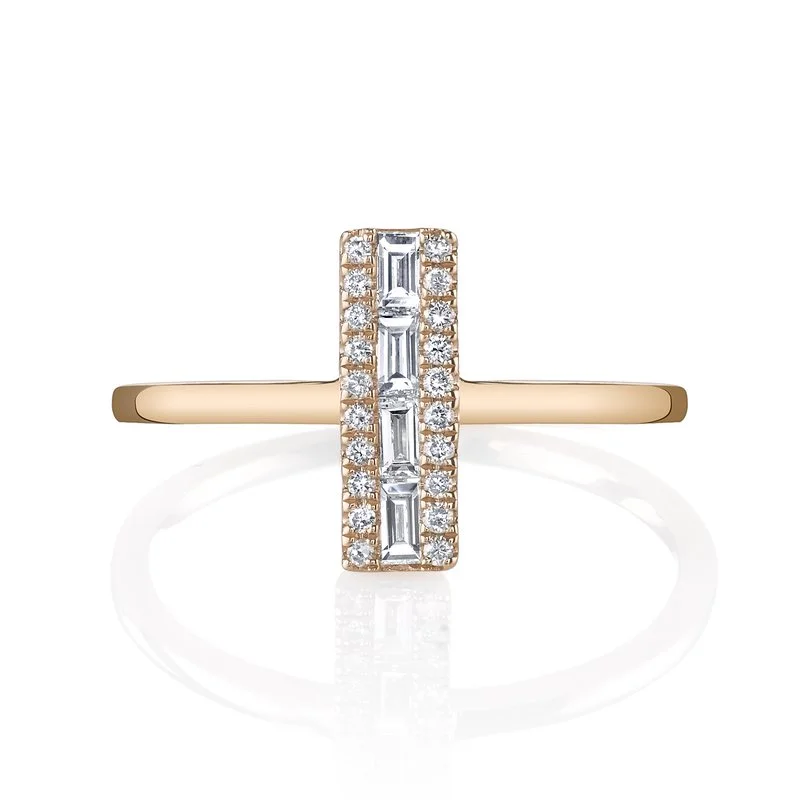 Solitaire diamond engagement rings-14K Rose Gold 0.25ct. Baguette Diamond Accent Fashion Ring