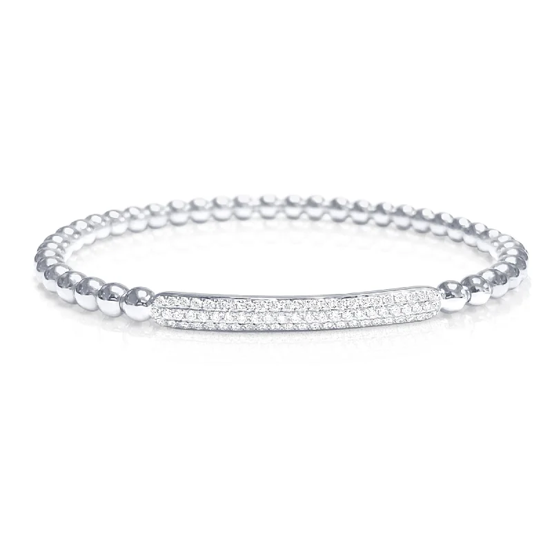 Pure link bangles-Joelle Diamond Bar Bracelet Stretch Bead Bangle 18K White Gold 1/2 CT TDW