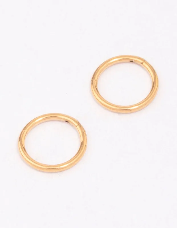 Smooth drop earrings-Gold Plated Titanium Fine Sleeper Earrings 6mm