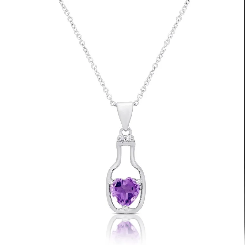 Polished name necklaces-Dolce Giavonna Sterling Silver Amethyst and Diamond Accent Infinity Design Necklace