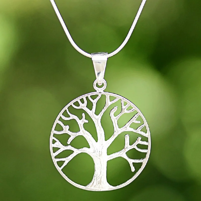 Topaz necklaces-Handmade Sterling Silver 'December Tree' Necklace (Thailand)